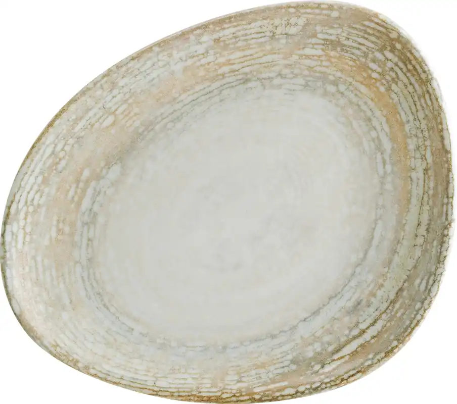 Autentický Talíř plochý Patera, organický, 23x19,5 cm - béžová/bílá