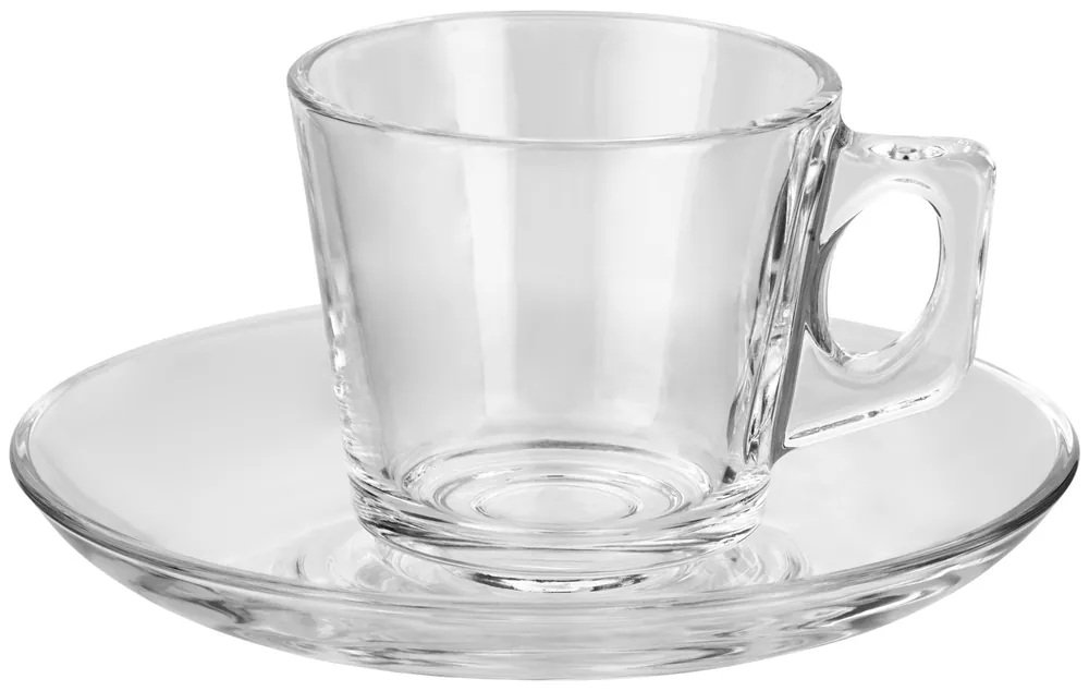 Tovární Cena Šálek a podšálek na kávu Louise, 195 ml - průhledná