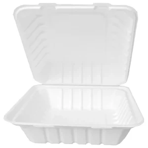 Originální Menu box z cukrové třtiny Nature, 23x23x8,5 cm / 1300 ml - bílá