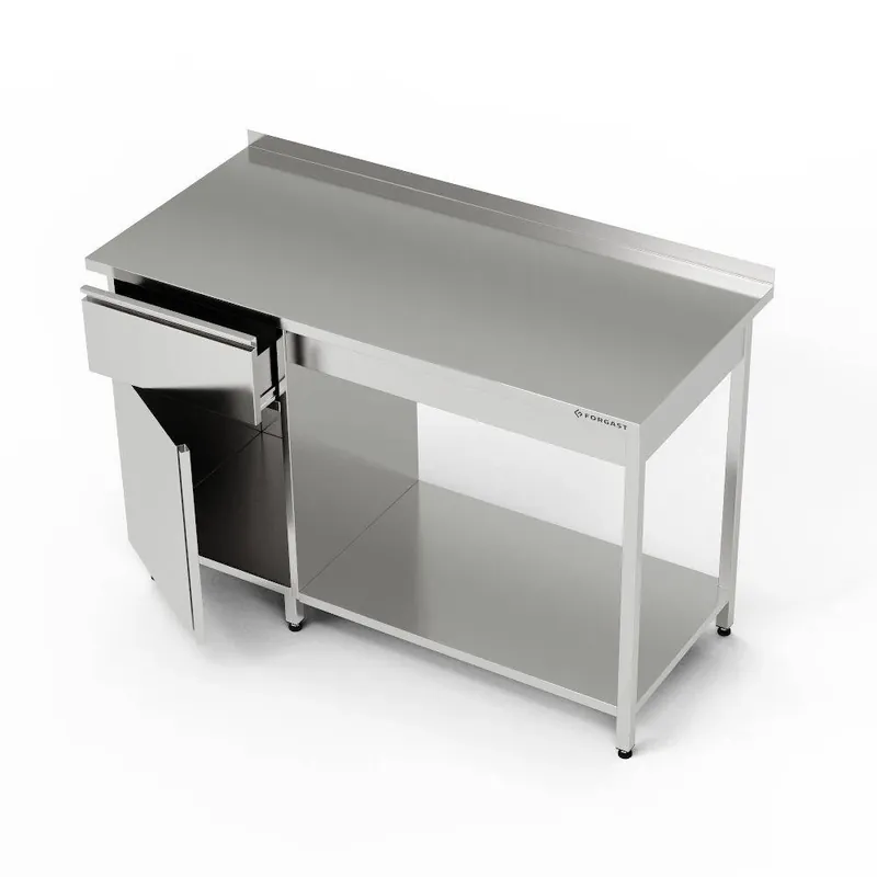 Cenová Bomba Nerezový pracovní stůl se skříňkou, zásuvkou a policí 210x60x85 cm FORGAST (mm)