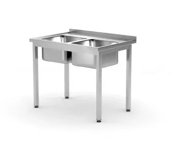 Stůl s dvoumístným dřezem, 100x60x85 cm HENDI 811580 (mm) Must-Have