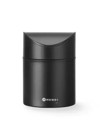 Dokud Zásoby Vydrží Stolní odpadkový koš s výklopným víkem, 1,2 l, černý prům. 12 x V 16,5 cm HENDI 440773 (mm)