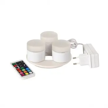 Sada LED svíčka mini 3 ks vícebarevná + nabíjecí stanice Víkendová Akce