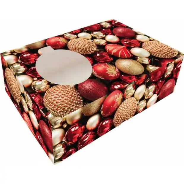 Krabička na cukroví skládací s okénkem 25x15x7cm 1ks vánoční ozdoba Sleva
