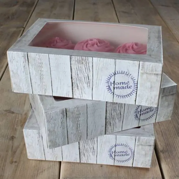 Finální Výprodej Papírová krabička průhledná na 6 cupcakes 24x16x8cm v sadě 3 krabičky