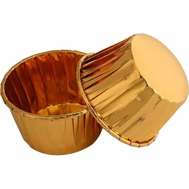 Výhodná Nabídka Košíčky na muffiny zlaté metalické pevný okraj samonosné 60x40mm 100ks