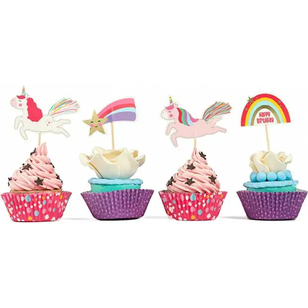 Košíčky na muffiny a zápichy Unicorn 24ks zápichů 24 košíčků Odeslání Ihned
