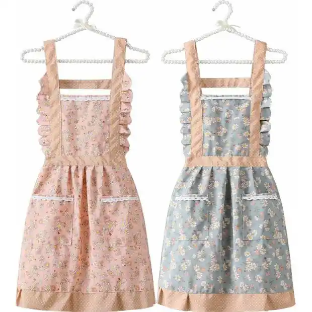 Zástěra kuchyňská světle růžová retro s kytičkama Cenová Bomba