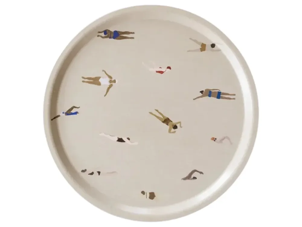 Kulatý podnos Swimmers Sand - 38 cm Zlevněný