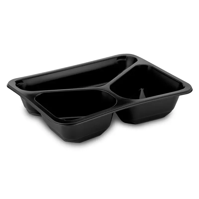 Mísa třídílná z polypropylenu 227 x 178 x 50 mm černá, 50 ks Nová Kolekce