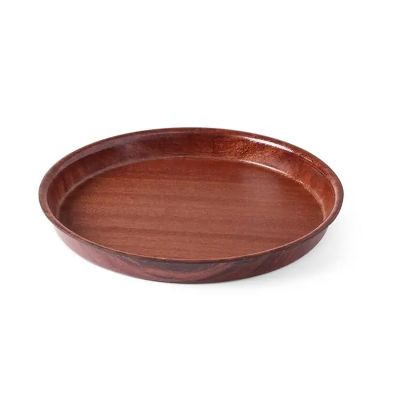 Servírovací tác kulatý laminovaný protiskluzový mahagonový 36 cm, výška 3 cm, melamin Koupit Online
