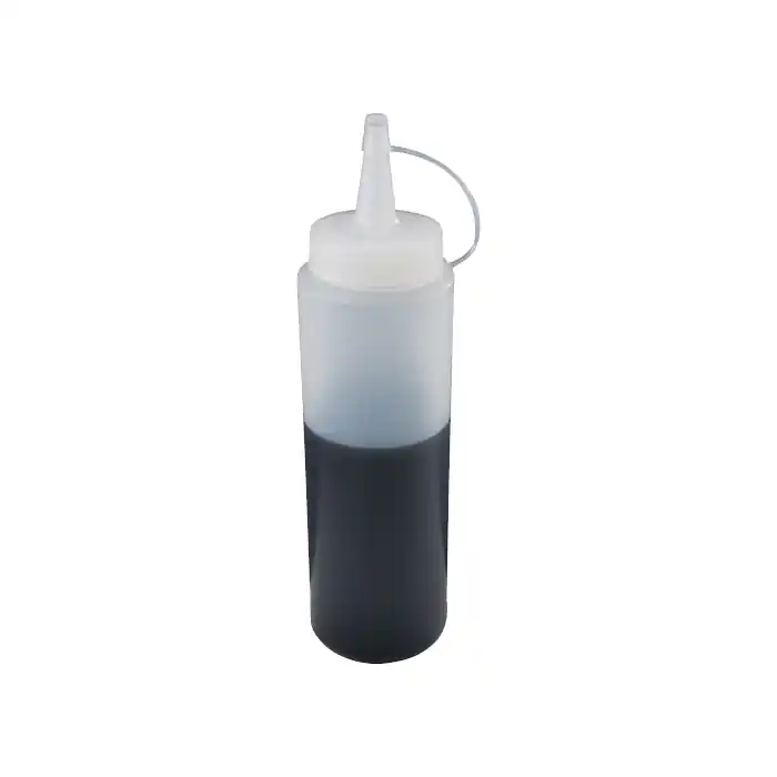 láhev dávkovací, 200 ml, polyethylen, čirá, pr. 5 cm, v. 16 cm Akce
