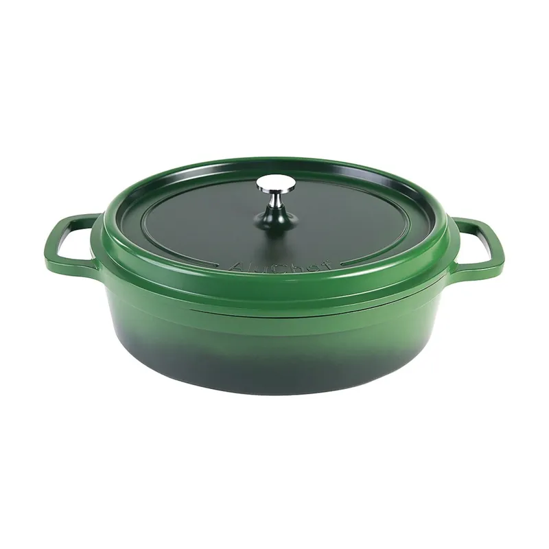 Hrnec s poklicí ovál AluChef 35 cm x 29 cm / zelený Víkendová Akce