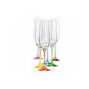 Akce Crystalex Sklenice na šumivé víno Viola Rainbow 190 ml 6 ks
