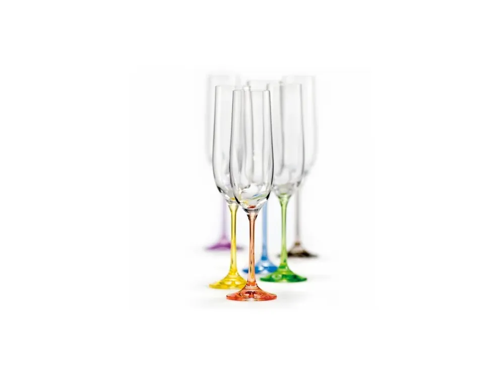 Akce Crystalex Sklenice na šumivé víno Viola Rainbow 190 ml 6 ks