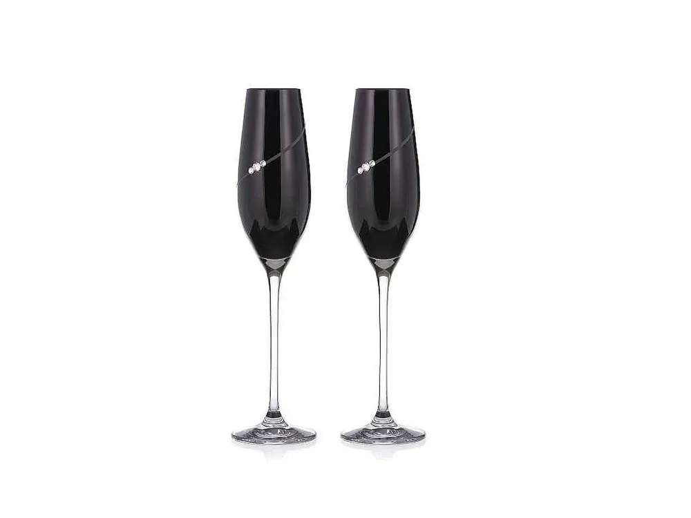 Víkendová Akce Diamante Silhouette black sklenice na sekt 210 ml 2 ks