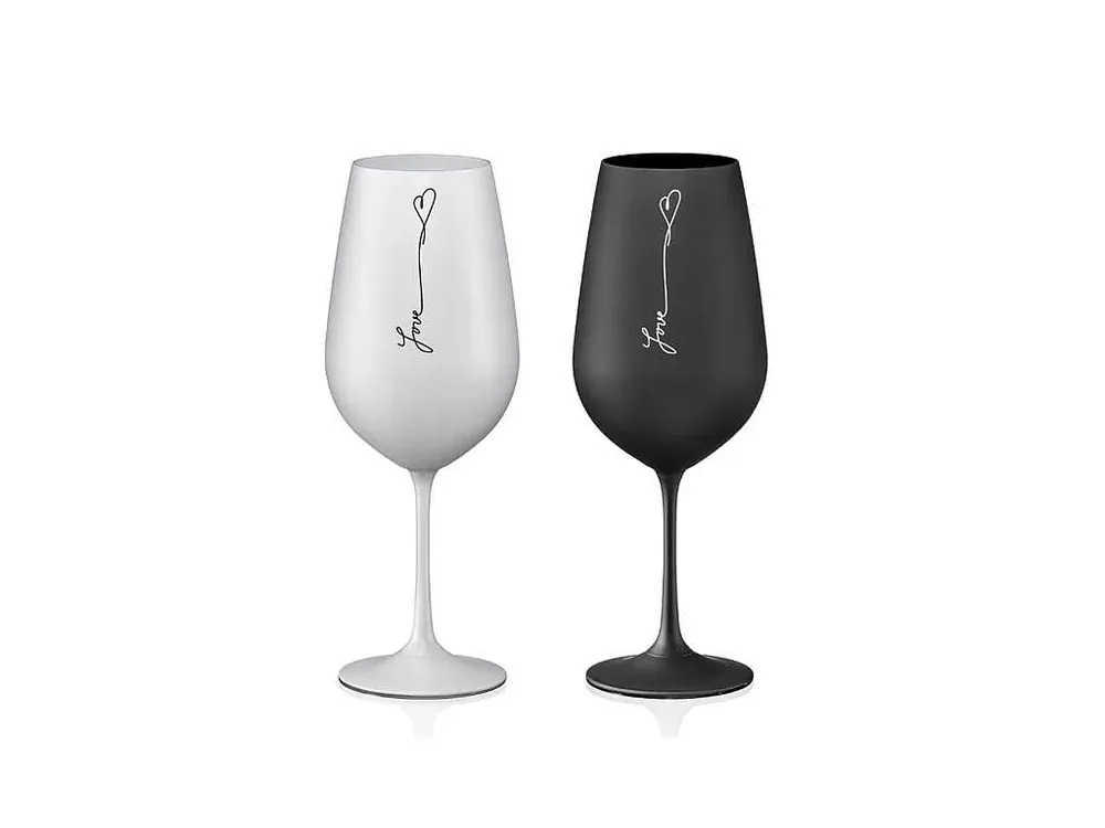 Nízká Cena Crystalex Sklenice Love Black and White 550 ml, 2 ks