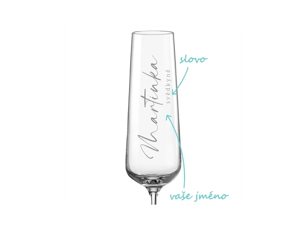Svatební sklenička na sekt Calligraphy style Omezená Nabídka