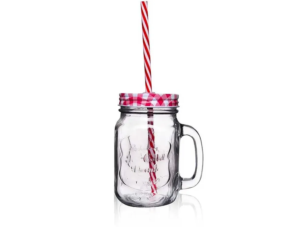 Orion Straw sklenice s brčkem a uchem 450 ml Finální Výprodej