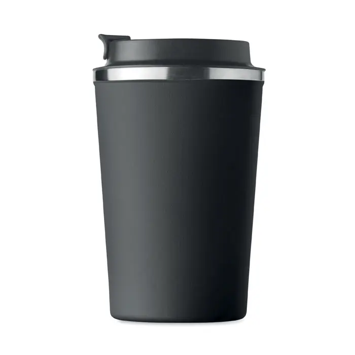 Kovový termohrnek PULED s plastovým víčkem, 350 ml - černá Akční Cena
