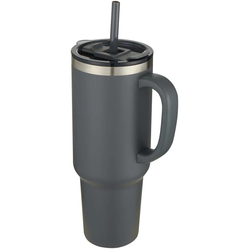 Sleva Kovový termohrnek s brčkem Sydney z recyklovaného materiálu, 1200 ml - grey