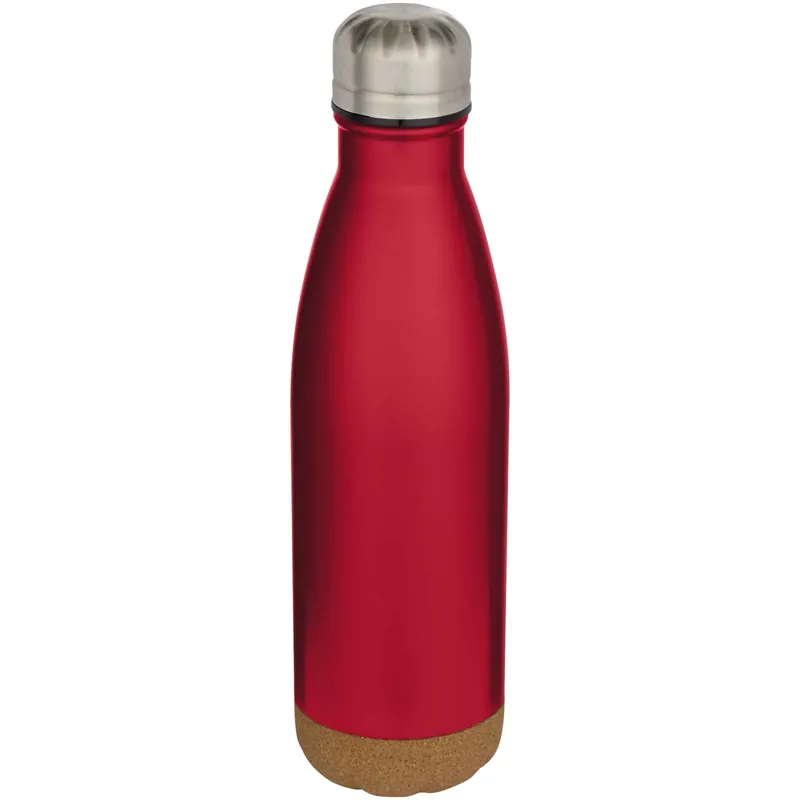 Dokud Zásoby Vydrží Lahev Unbranded 500ml dvoustěnná vakuově izolovaná nerezová láhev na vodu Cove s korkovými detaily Red