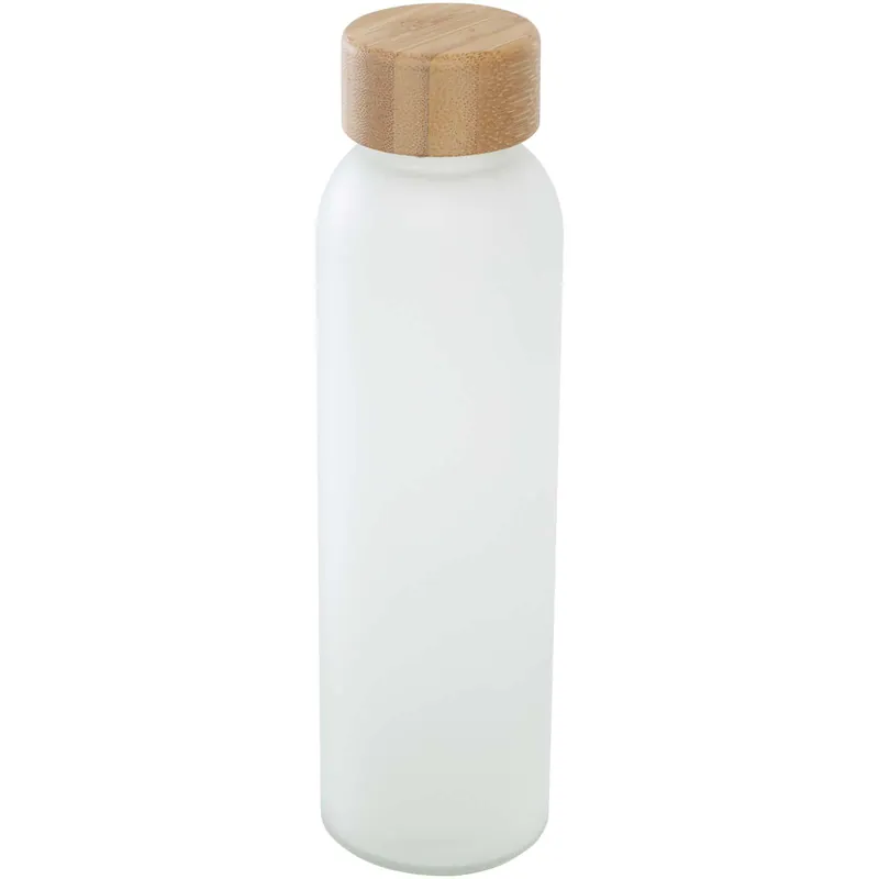 Lahev Unbranded Láhev Lume o objemu 500 ml, z matného sodnovápenatého skla s bambusovým víčkem White Must-Have
