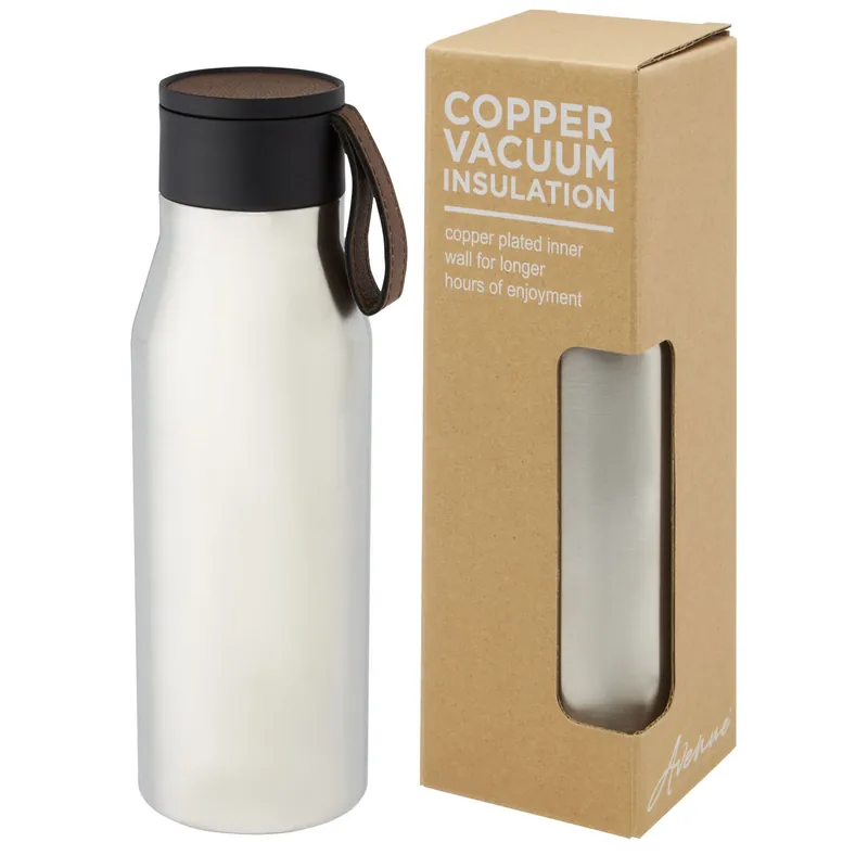 Kovová termolahev MELDS s poutkem z PU kůže, 500 ml - silver Vrácení Zdarma
