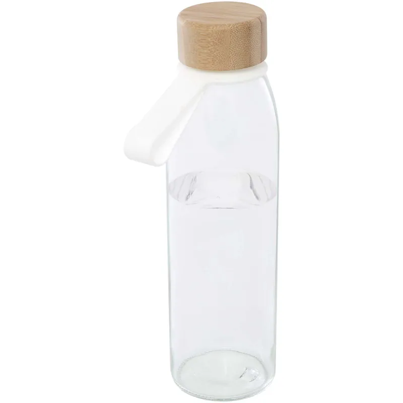 Lahev Unbranded Skleněná láhev na vodu Porto s objemem 500 ml, silikonovou rukojetí a bambusovým víčkem Transparent clear Originální