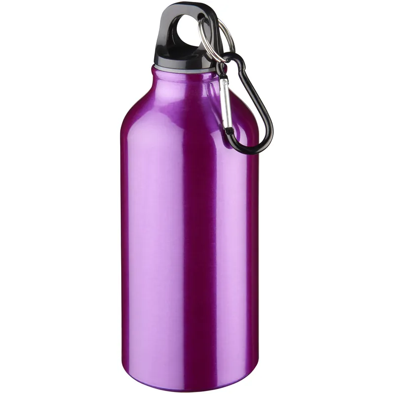 Kovová nápojová lahev CLIMB s karabinou, 400 ml - purple Oblíbený