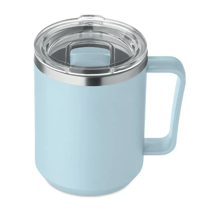 Tovární Cena Termohrnek s plastovým povrchem COCOA, 400 ml - krémově modrá