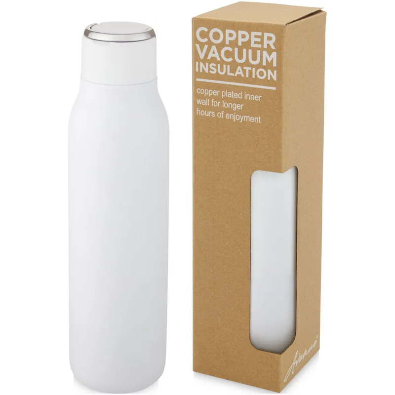 Kovová termolahev PARROVE s kovovým poutkem, 600 ml - white Výprodej