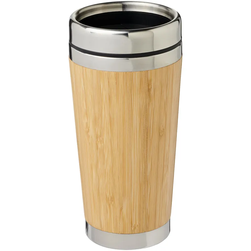 Nerezový cestovní termohrnek REVOKERS s bambusovým povrchem, 450 ml - brown Vrácení Zdarma