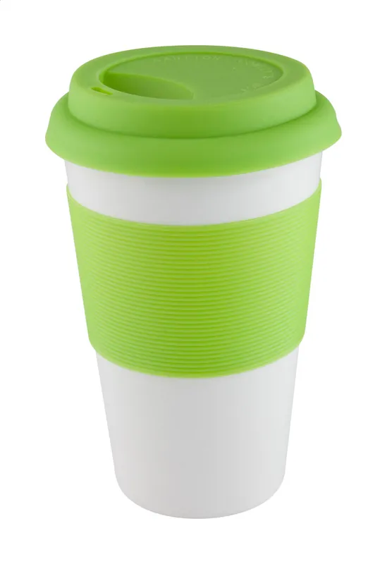 Cenová Bomba Keramický hrnek se silikonem SOFT TOUCH, 400 ml - limetková/bílá