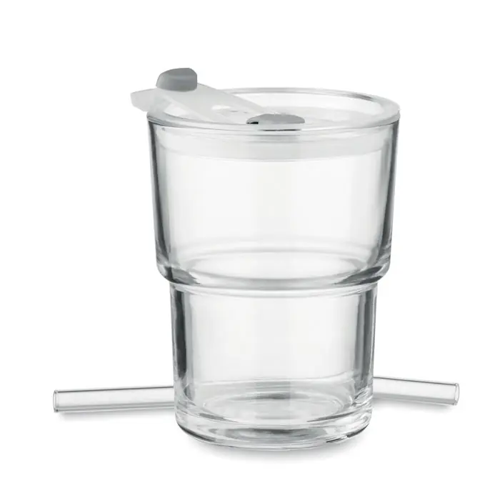 Jen Po Omezenou Doba Skleněný hrnek s víčkem a brčkem SIP, 400 ml - transparentní