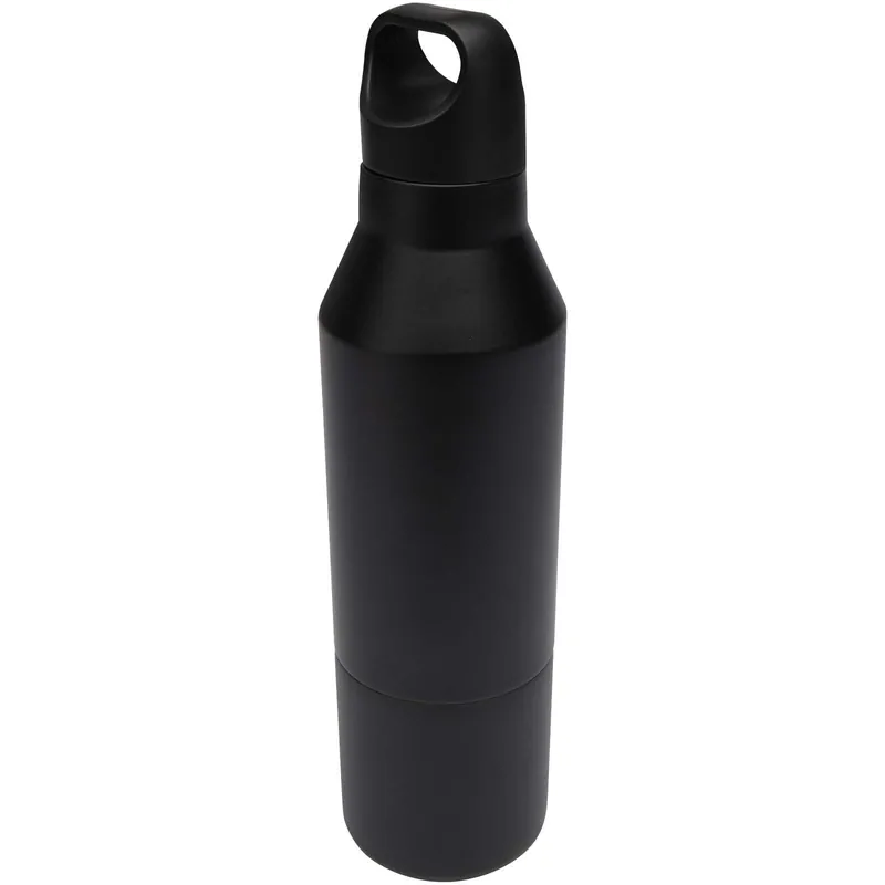 Termolahev Unbranded Izolovaná láhev z recyklované nerezové oceli s certifikací RCS o objemu 600 ml a kelímkem o objemu 300 ml Odessy Solid black Nejprodávanější
