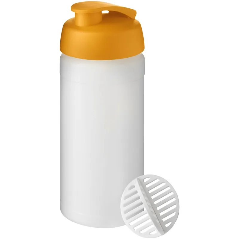 Finální Výprodej Plastová sportovní lahev TALOGA s šejkrovou kuličkou, 500 ml - orange / frosted clear