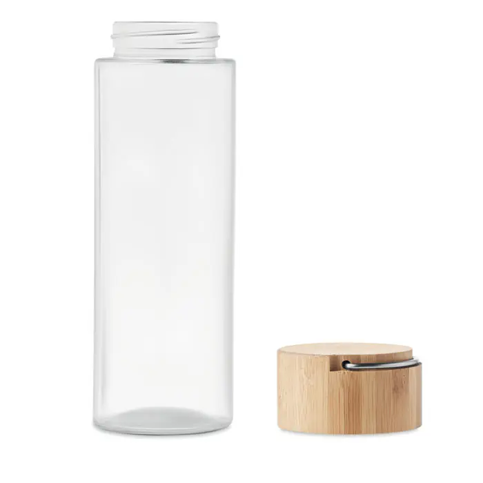 Cenový Hit Skleněná lahev s bambusovým víčkem EPSOM, 500 ml - transparentní