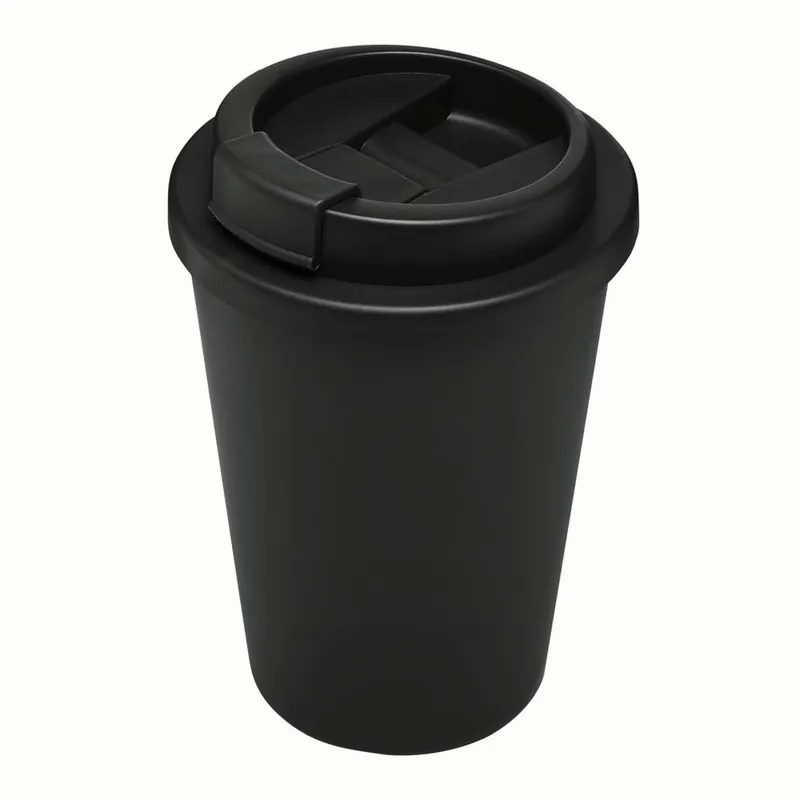 Plastový dvouvrstvý hrnek s víčkem, 300ml, černý Finální Výprodej