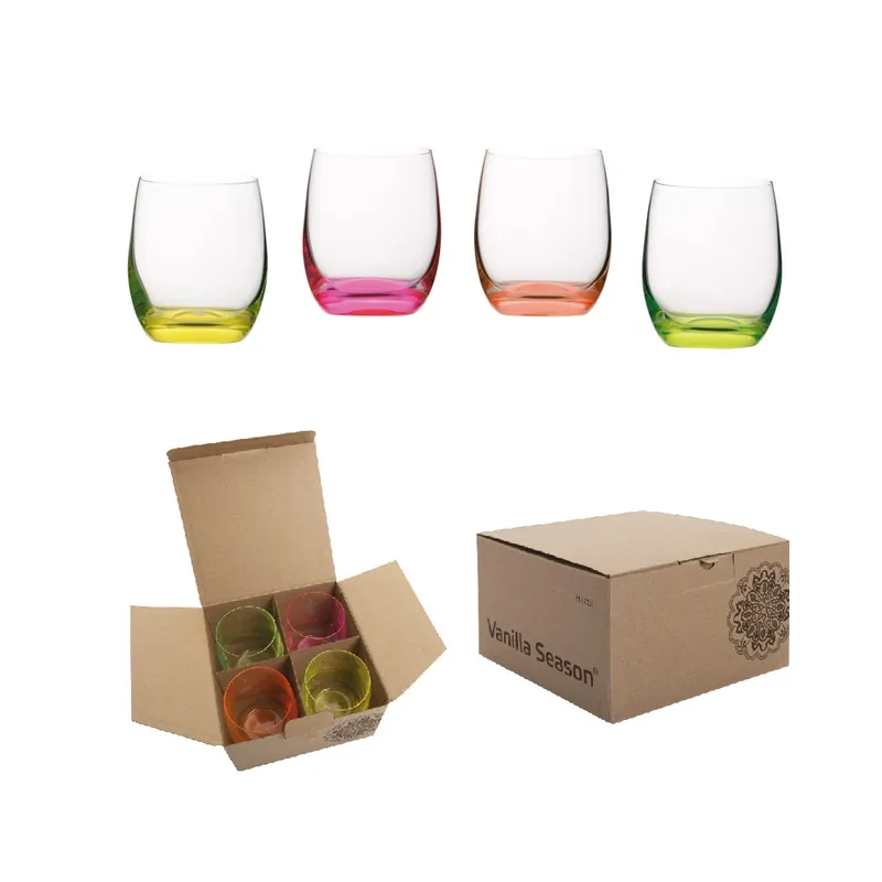 VS HATTA Sada 4 neonových sklenic - mix barev, 300 ml Výprodej