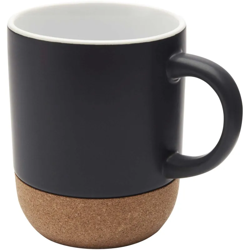 Keramický hrnek o objemu 300 ml s korkovými detaily a matným povrchem, černá Sezónní Sleva