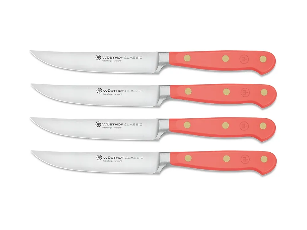 Značkový Sada 4 nožů na steaky Classic Colour 12 cm Coral Peach Wüsthof