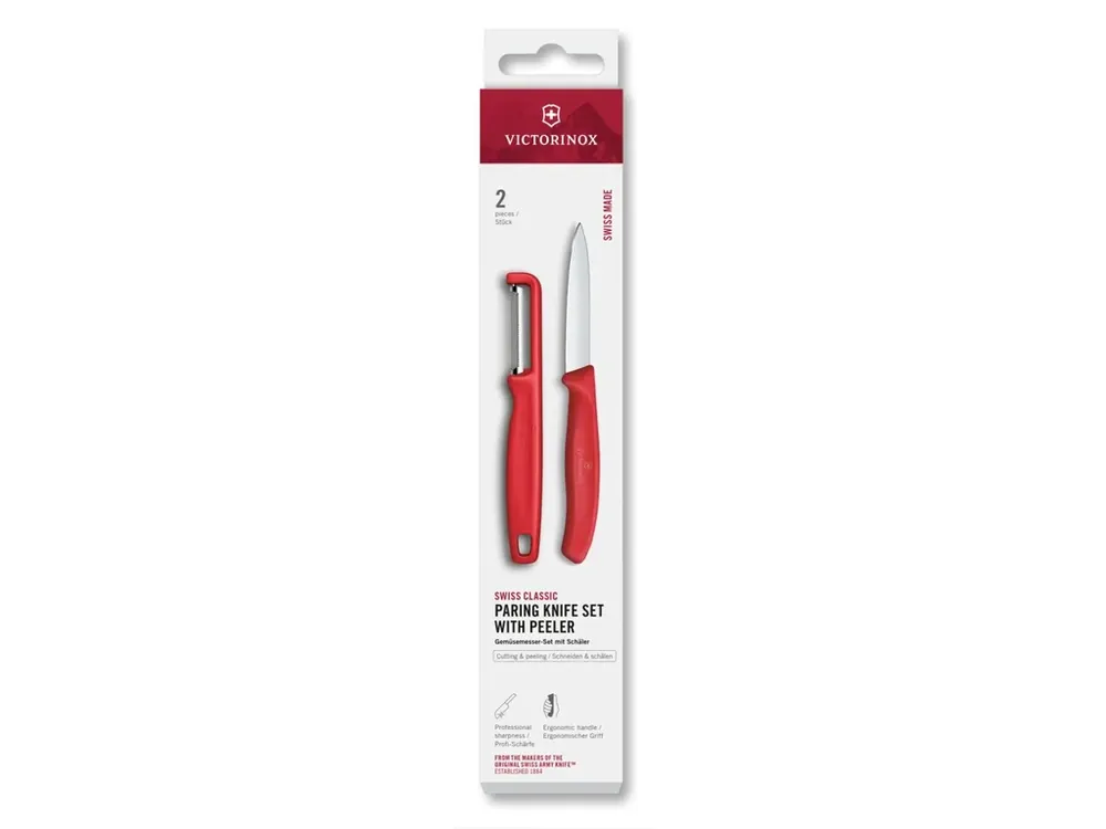 Tovární Cena Sada nože na loupání se škrabkou Victorinox Swiss Classic 2 ks černvená VICTORINOX