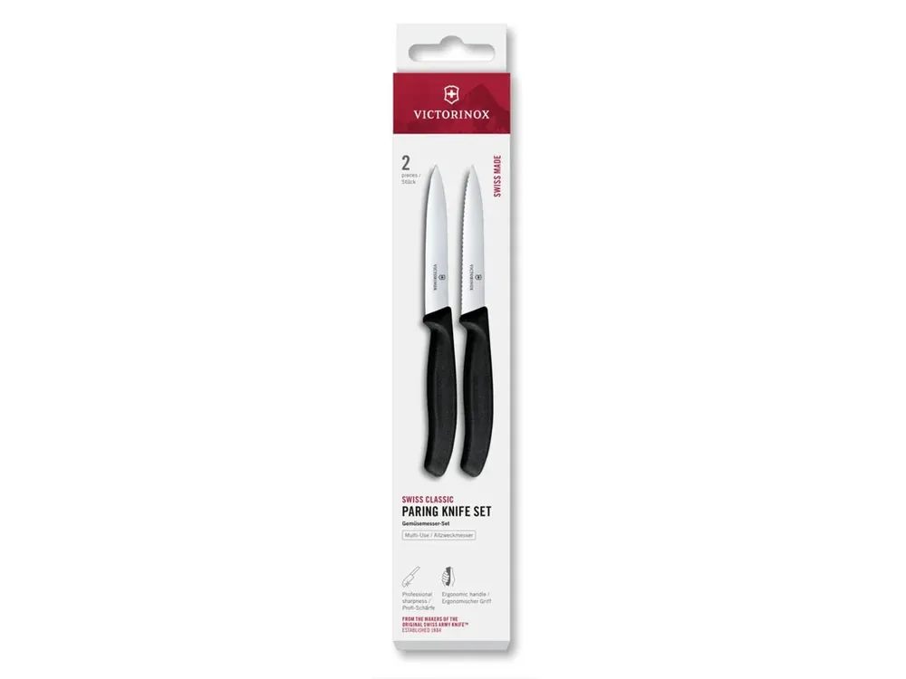 Sada nožů na loupání Victorinox Swiss Classic 2 ks 10 cm rovné/vroubkované ostří černé v krabičce VICTORINOX Autentický