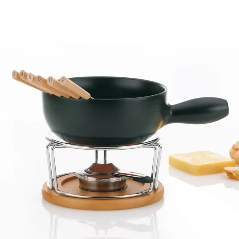 KELA Sýrové fondue NATURA keramika, nerez, chrom, dřevo Finální Výprodej