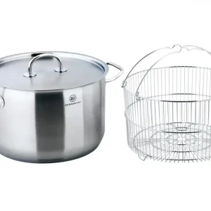 Oblíbený CS KOCHSYSTEME Hrnec s poklicí a fritovacím košem nerez 10 l / 28 x 18 cm PRO-X