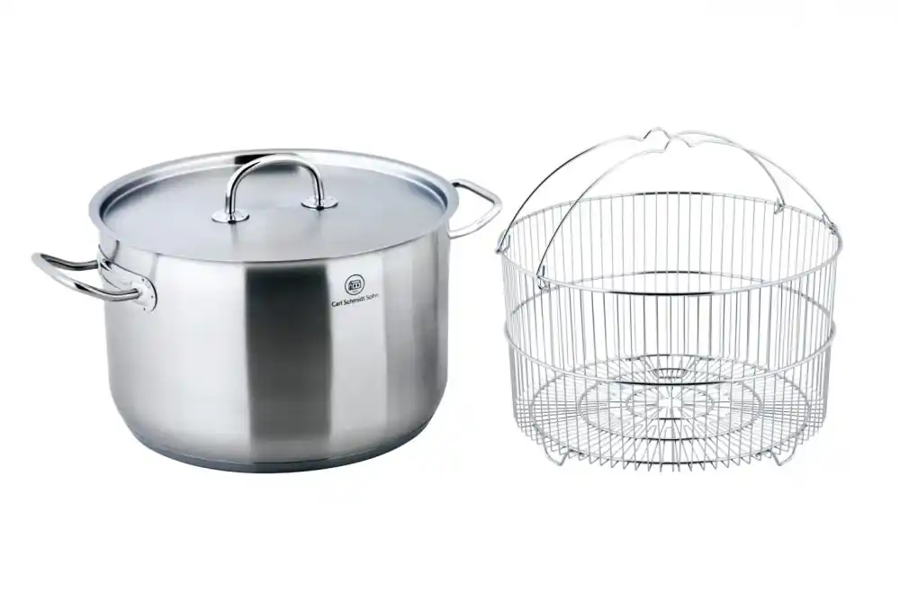 Oblíbený CS KOCHSYSTEME Hrnec s poklicí a fritovacím košem nerez 10 l / 28 x 18 cm PRO-X