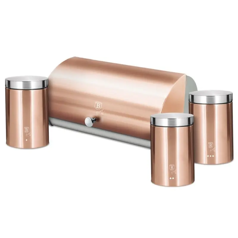 Výhodná Nabídka BERLINGERHAUS Chlebovka nerez se sadou 3 ks skladovacích nádob Rosegold Metallic Line