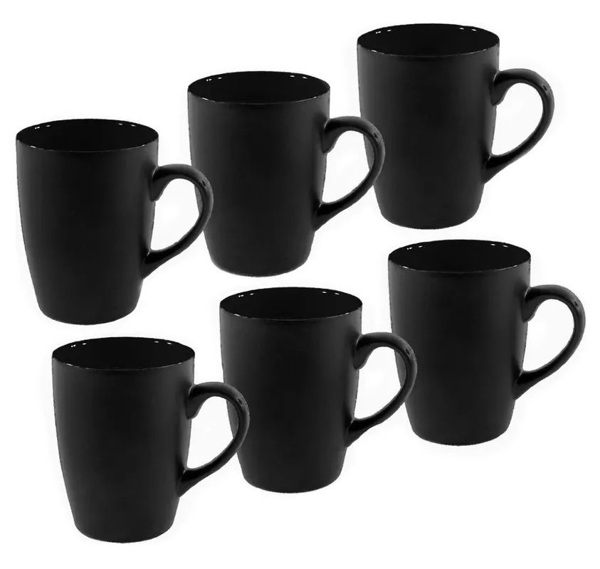 Pouze Dnes HIT Sada hrnků na kávu i čaj porcelán 6 ks 340 ml černá