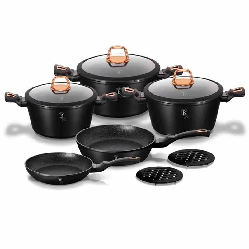 Rychlé Dodání BERLINGERHAUS Sada nádobí s mramorovým povrchem 10 ks Black Rose Collection